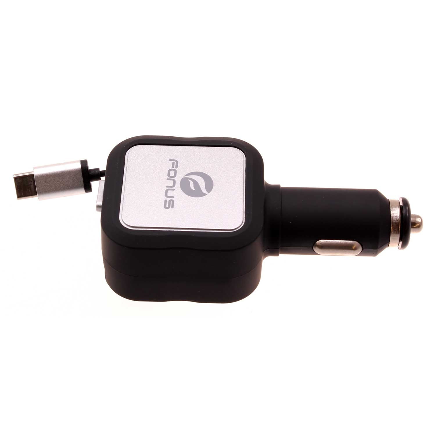 Retractable Car Charger for TCL 30XL, 30 XE 5G/V 5G - 4.8Amp Type-C 2-Port USB Fast Charge DC