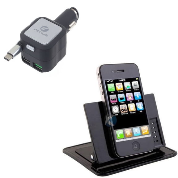 Retractable Car Charger w Dash Mount Holder E2K for Razer Phone 2 - RED Hydrogen One - Samsung Galaxy S9 Plus, S8+ S8, S10e S10 Plus active 5G Note 9 8 A9 - Sonim XP3 - Sony Xperia XZs XZ3 XZ1