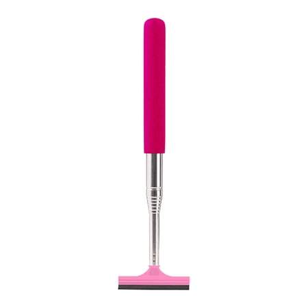 Retractable Car Mirror Wiper/ Extendable Portable Glass Cleaner Snow Brush Water Remover/ for Mirror Windshield Glass/ Pink