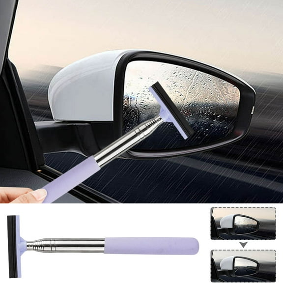 Retractable Car Rearview Mirror Wiper, Portable, Multifunctional, Water Removal, Clear View, Soft Sponge Handle, Long Reach, Easy to Store, Suitable for Rainy Days