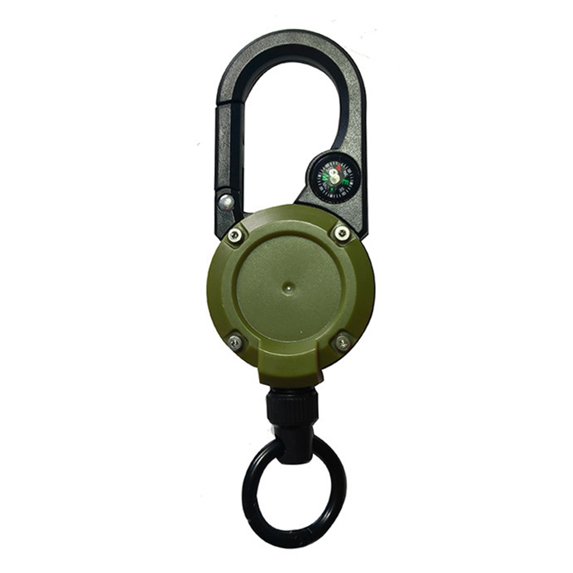 Retractable Carabiner Keychain Retractable Keychain with Compass Steel Wire Carabiner Badge Reel Holder Clip Key Ring Heavy Duty Outdoor Camping