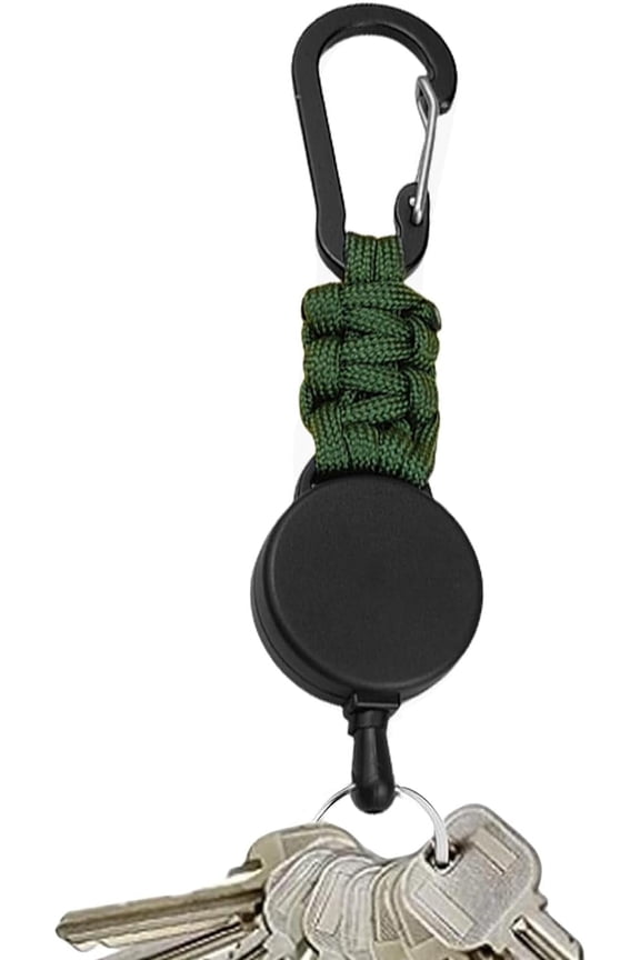 Retractable Carabiner,Multitool Carabiner Key Chain | Extendable Keychain with Steel Wire Cord, Badge Reel Key Holder for Camping Hiking