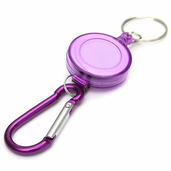 Retractable Carabiner Reel with Key Holder for Secure ID Badge Pass and Ski Accessories