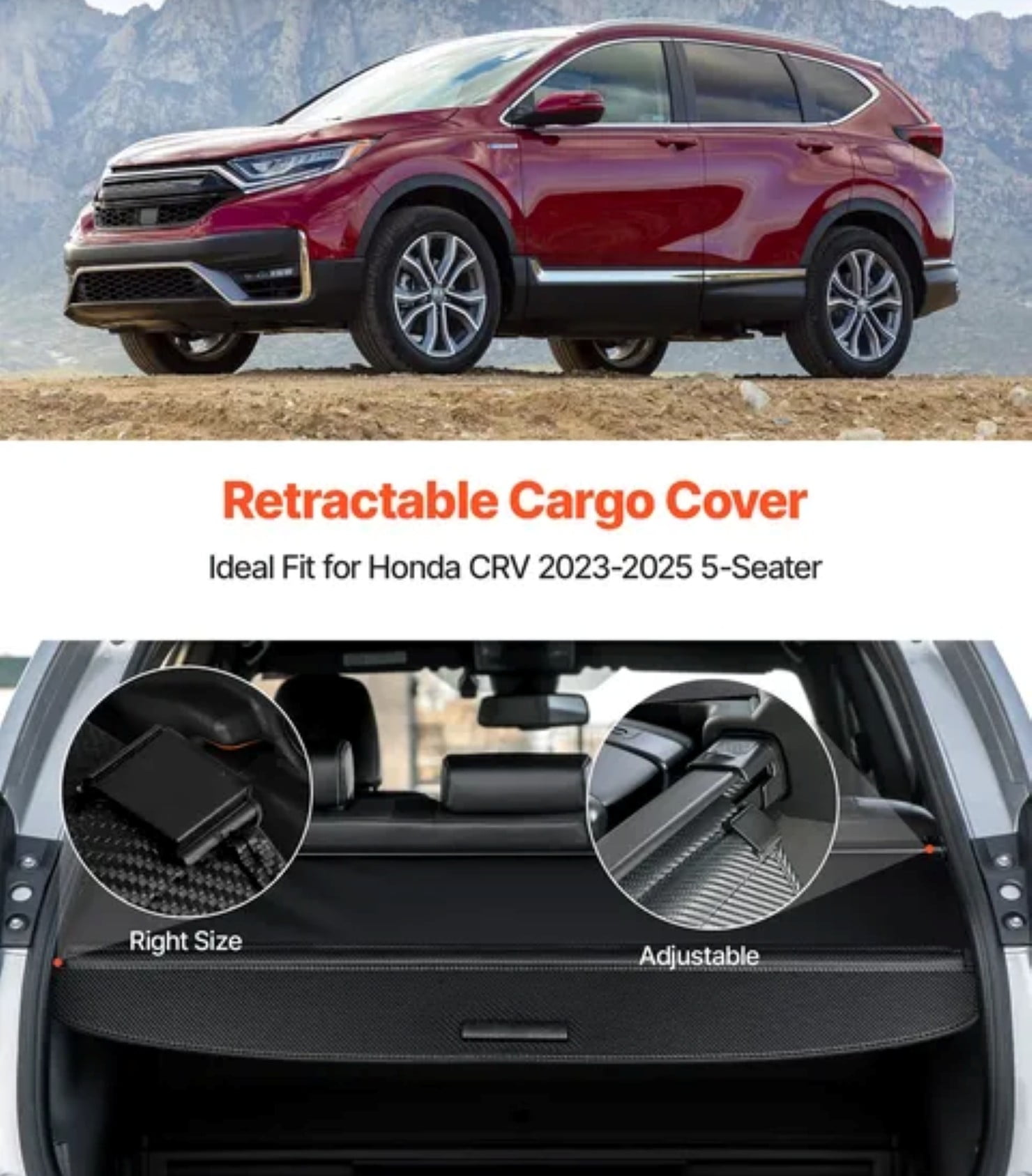 Retractable Cargo Cover for Honda CRV 2023-2025 Upgraded Rear Trunk Cover CR-V Accessories Rear Trunk Security Cover Shielding Shade, Black