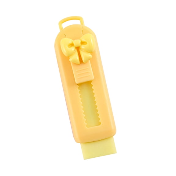 Retractable Cartoon Eraser in Yellow with Bow Design, 3.3×0.98 Inch, Clean Erasing for Home and Office
