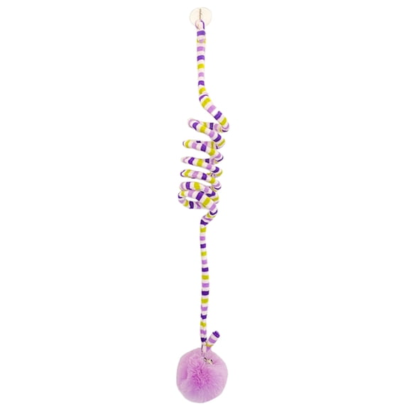 Retractable Cats Scratching Rope Spring Pompoms Cats Toy Cats Teaser Stick Toy Self-Excited Hanging