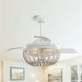 thumbnail image 1 of Boho Retractable Ceiling Fan with Light and Remote Control 3 Blades 42 inch, White, 1 of 13