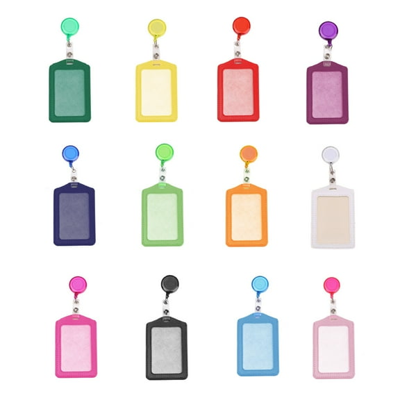 Retractable Certificate Chest Holder,1Pc Retractable Badge Reels Multicolor Name ID Card Holder PU Leather Business Badge Holder Decorative with Clip for Nurses, Doctors, Driver Licence(Purple)