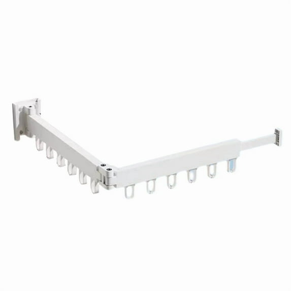Retractable Cloth Drying Rack Folding Clothes Hanger Wall Mount Indoor&Outdoor Saving,2 Fold with 12 Aluminum Ring White