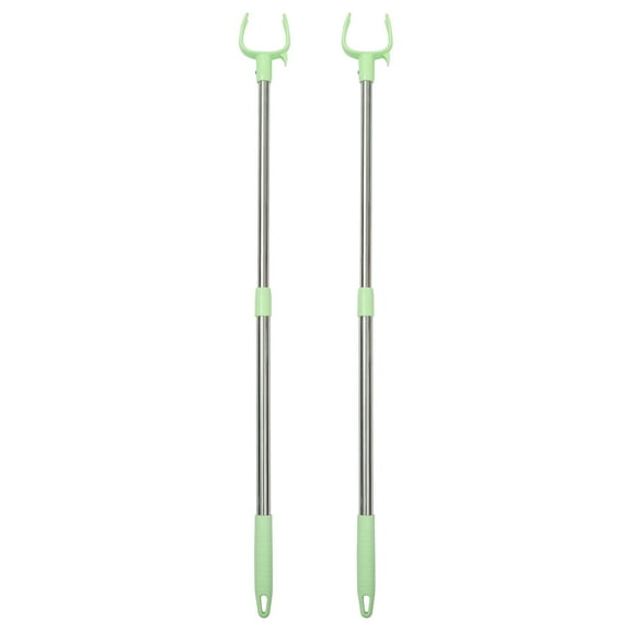 Retractable Clothes Clothesline Hanging Rod Laundry Dryer Pole Rail Coat Hooks Hanger Lightweight 2 Pcs