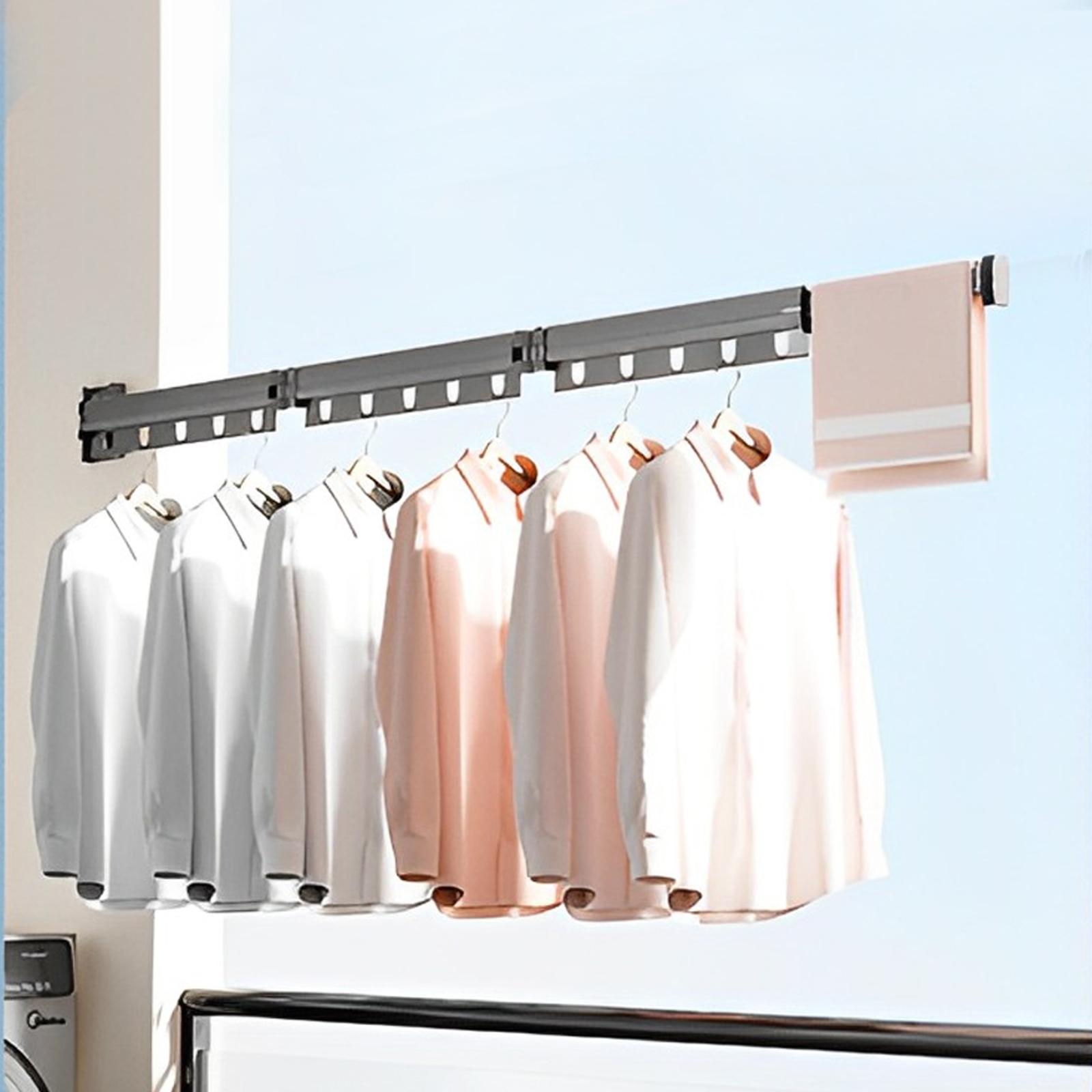 Retractable Clothes Drying Rack 3Fold Wall Laundry Drying Rack Space