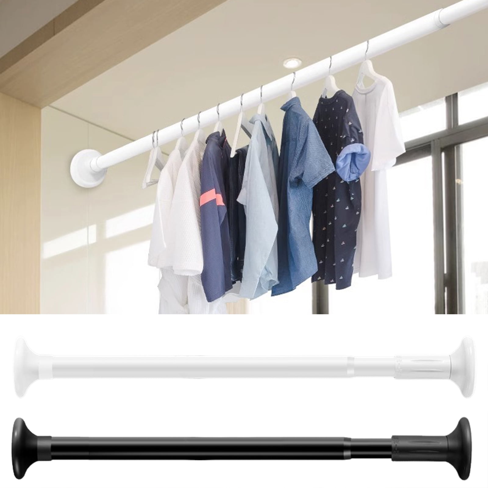 Extendable Clothes Drying Pole Stainless Steel Shower Curtain Rod Retractable Spring Tension Rod for Bathroom 55 85cm Walmart