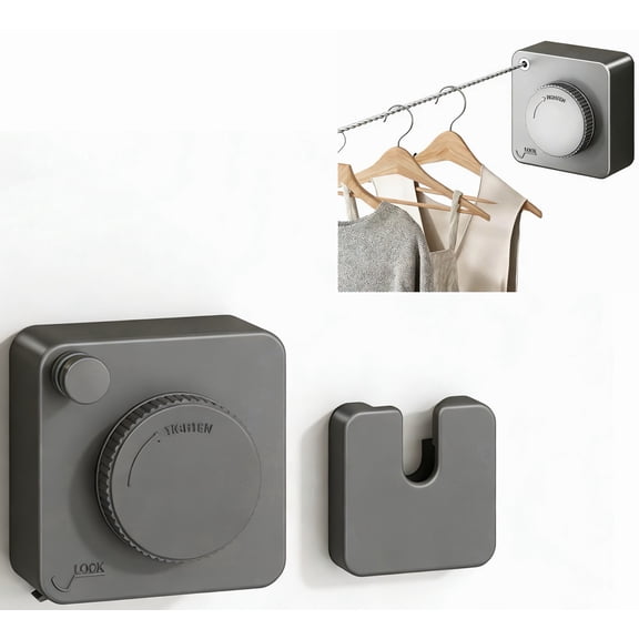 Retractable Clothesline, 13.8ft Stainless Steel Invisible Drying Line, Wall Mounted Heavy Duty Laundry Line for Indoor & Outdoor Use, Drill-Free Installation for Bathroom, Balcony, and Hotels