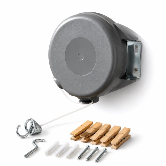 Retractable Clothesline,40 feet Wall Mount Laundry Clothesline for Indoor Outdoor, PVC,Gray