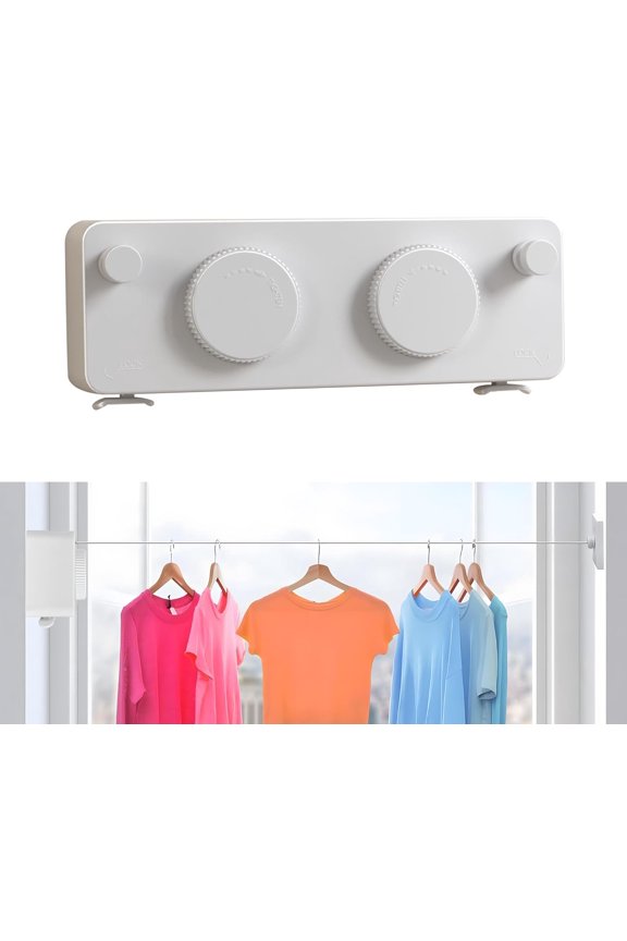 Retractable Clothesline Heavy Duty Wall Mounted Two Line White with Locking Mechanism