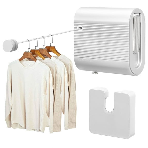 Dongyi Retractable Clothesline Indoor 13.78 Feet Single Line, Wall Mounted, Non-Sagging, Heavy Duty Retractable Clothes Lines, 1 Count