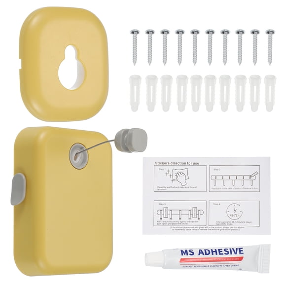 Retractable Clothesline Indoor, 14Ft Non-Sagging Clothes Line Retracting Outdoors for Balconies, Courtyards, Yellow