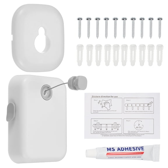 Retractable Clothesline Indoor, 14Ft Non-Sagging Clothes Line Retracting Outdoors for Courtyards(White,5.4"x3.9"x1.3")