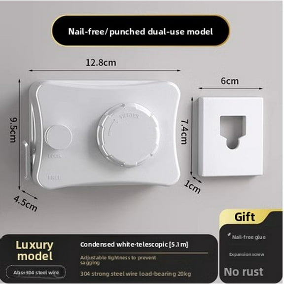 Retractable Clothesline Indoor, Non-Sagging Outdoor Clothes Line Retracting, 16.7 Ft Heavy Duty Clothes Drying Laundry Line, Wall Mounted Stainless Steel Clothesline for Balconies,Bathroom