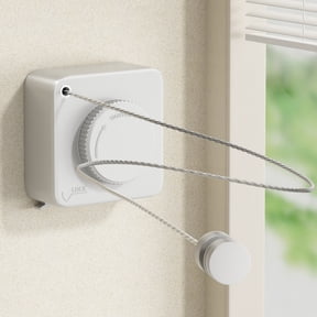 Sofinny Retractable Clothesline Indoor & Outdoor, Non-Sagging Laundry Drying Line Retracting Wall Mounted, Stainless Steel Rope-15.1 Feets Max(White)