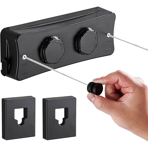Kaskawise Stainless Steel Retractable Wall Mount Clothesline, Non-Sagging 16.7 ft Double Wire black for Indoor Balcony Courtyard Outdoor