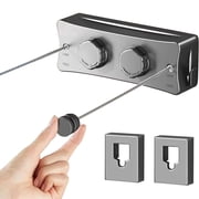 Elastic Stainless Steel Retractable Clothesline, Wall Mount Non-Sagging 16.7 ft Double Wire Grey for Indoor Balcony Courtyard Outdoor Use