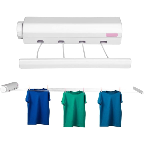 Retractable Clothesline Kit, Plastic Modern Telescopic Retractable Clothesline Clothes Drying Rope Hanger for Indoor Outdoor Home Bathroom Laundry Drying Balcony Supplies (Four Ropes)