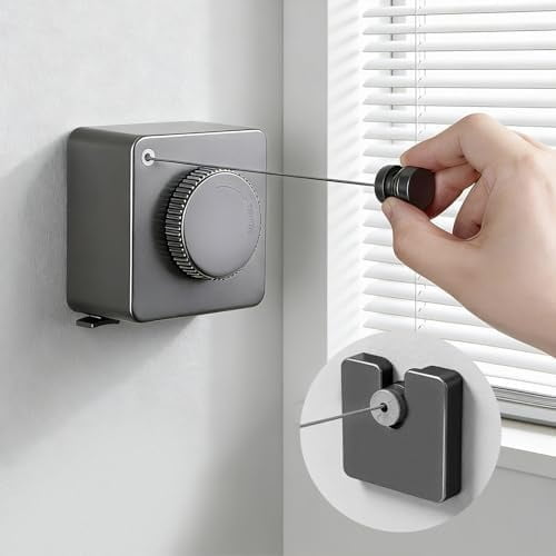 Retractable Clothesline Outdoor and Indoor Clothes Line Heavy Duty， 16.7 Ft Clothes Drying Rack Weighing 40 Pounds，Laundry Line Retractable Drying Line Made of Steel Wire (Grey)