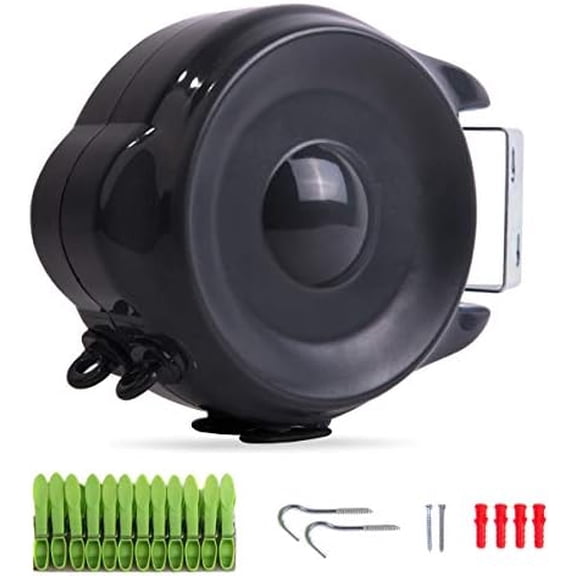 Retractable Clothesline Outdoor Indoor Laundry Line - 99 FT Double Lines Heavy Duty Wall Mounted Washing Line, 30M Portable Clothes Drying Line with 24pcs Free Pegs (Black)