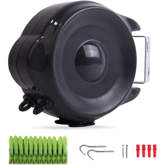 Retractable Clothesline Outdoor Indoor Laundry Line - 99 FT Double Lines Heavy Duty Wall Mounted Washing Line, 30M Portable Clothes Drying Line with 24pcs Free Pegs (Black)