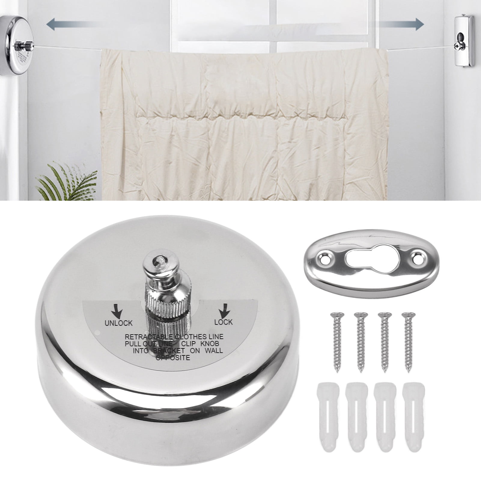 Retractable Clothesline With Length, Design, Stainless Steel And Nylon