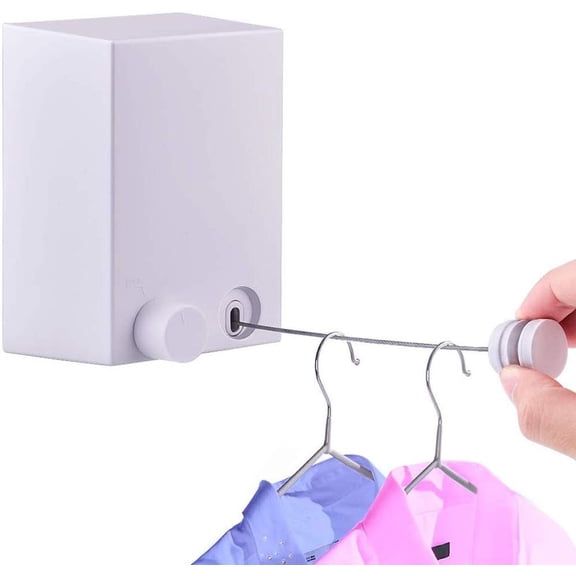 Retractable Clothesline for Indoor Outdoor, 13.8 Feet Heavy Duty Stainless Steel Drying Line, No Drill Wall Mounted Laundry String with ABS Case