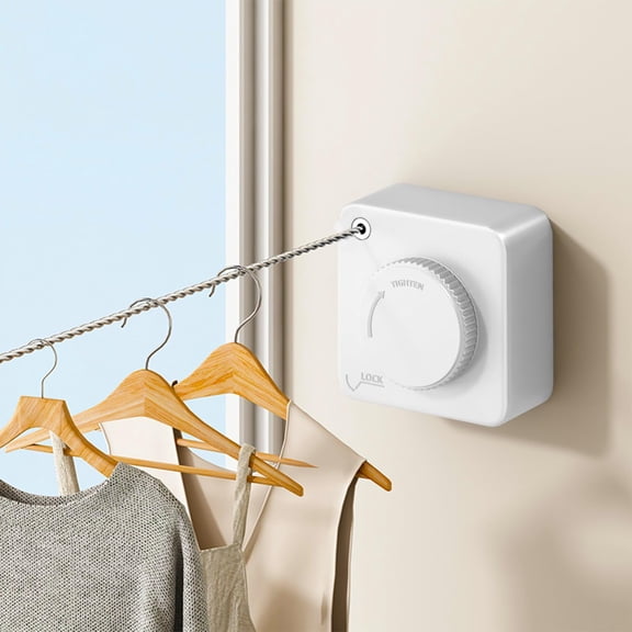 Retractable Clothesline for Indoor & Outdoor, 16.2 Ft Stainless Steel Laundry Washing Line, Wall Mounted Heavy Duty Drying Rack, Space-Saving