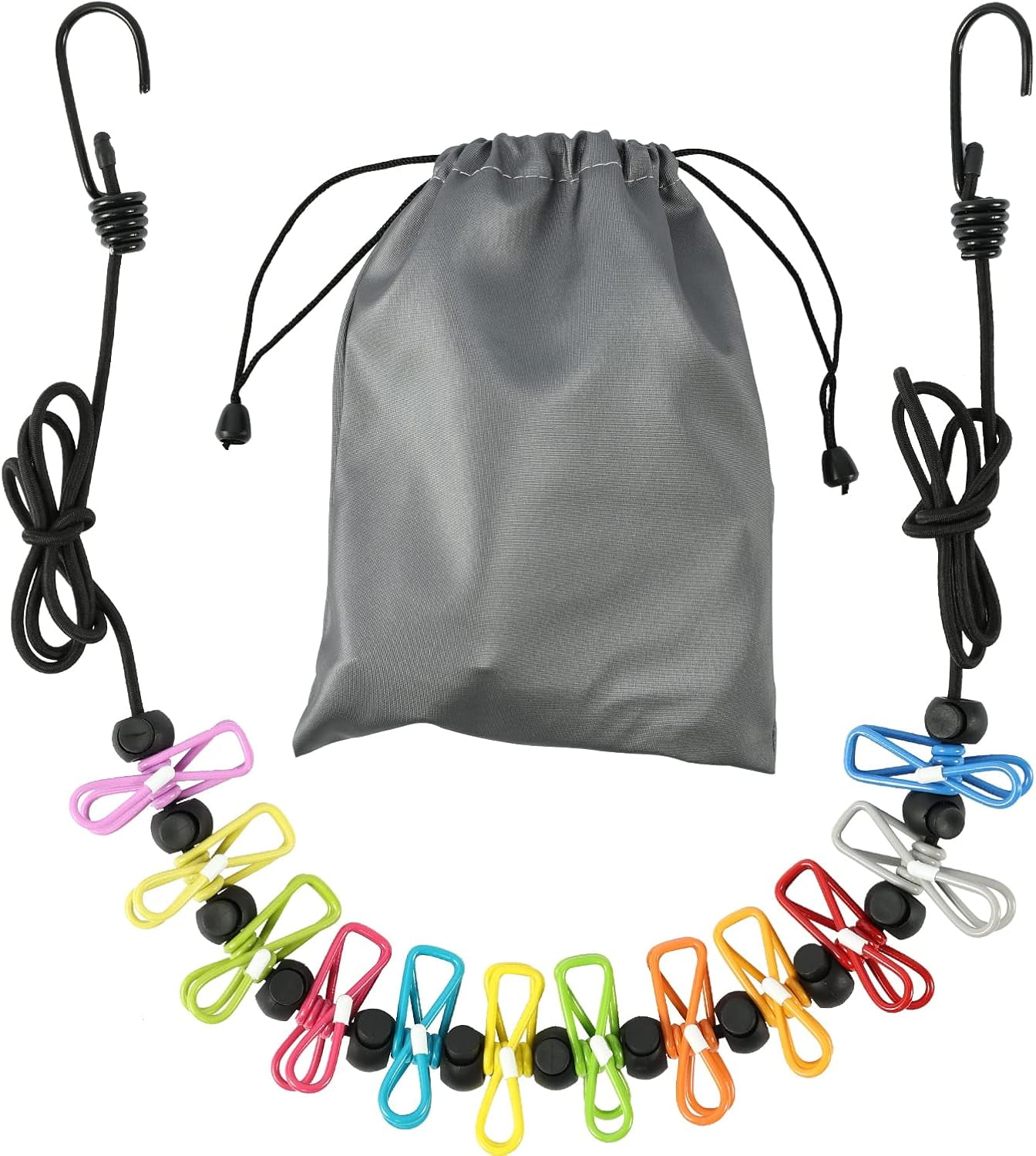 Retractable Clothesline for Travel - Portable Drying Rope with 12 Clips ...
