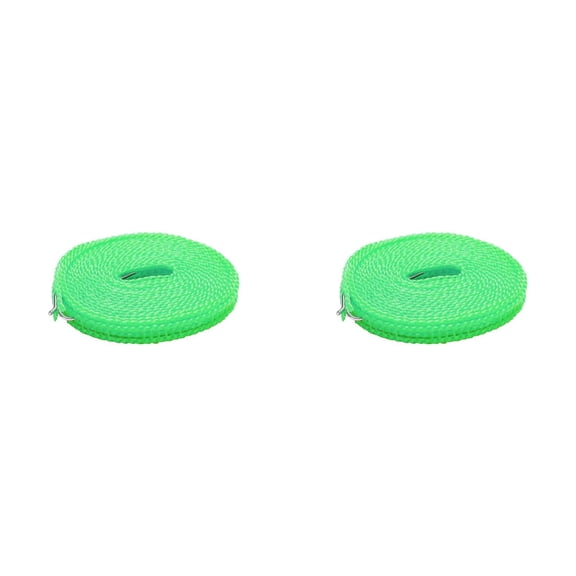 Retractable Clothesline with Hooks - Portable Laundry Drying Rope - Travel Clothesline - 2-Pack - Green