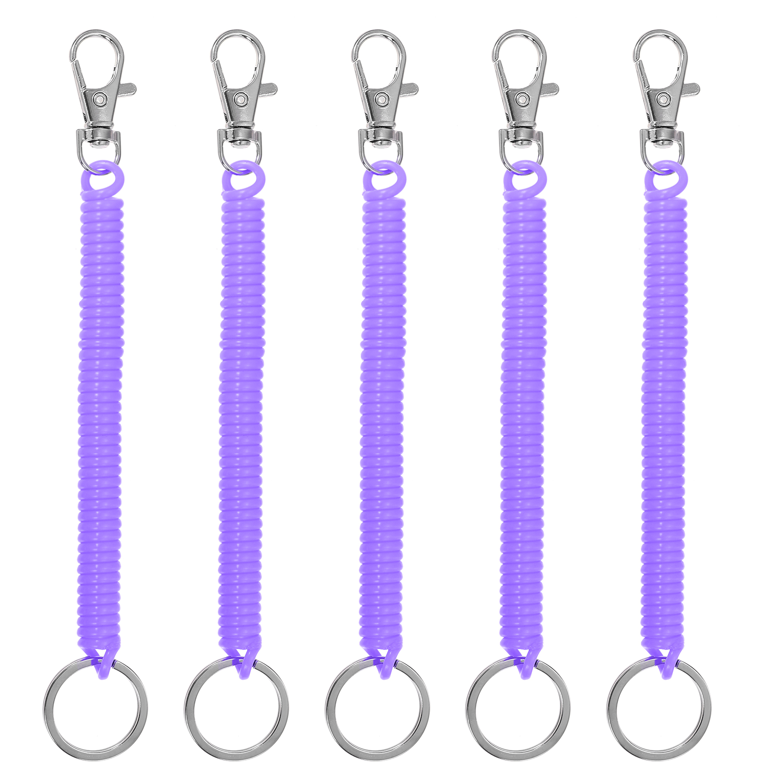 Retractable Coil Spring Keychain with Lobster Clasp 17.5cm Light Purple ...