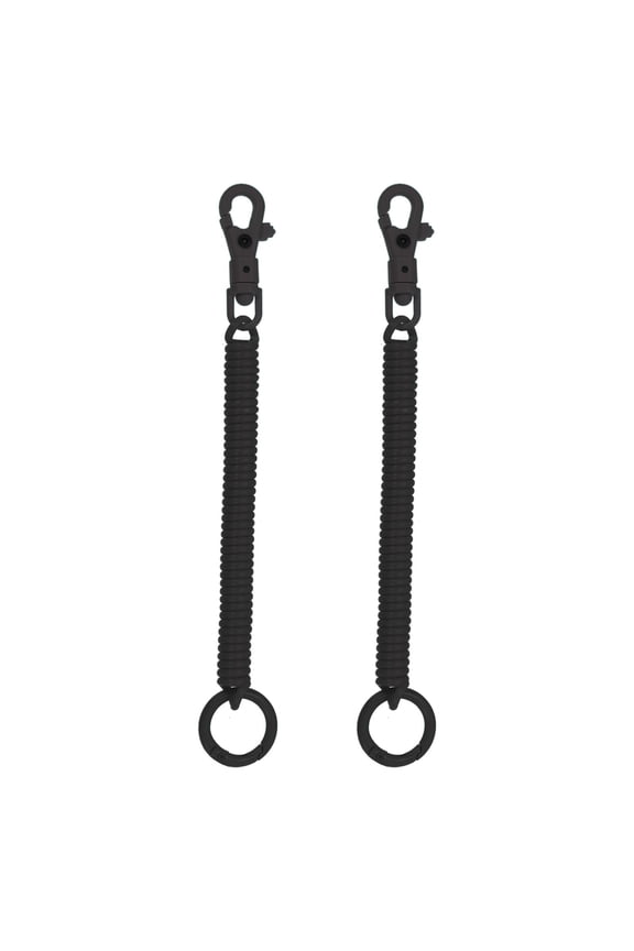 Retractable Coil Springs Keychain with Metal Lobster Clasp Keyring for Keys Wallet, Black 2 Pack