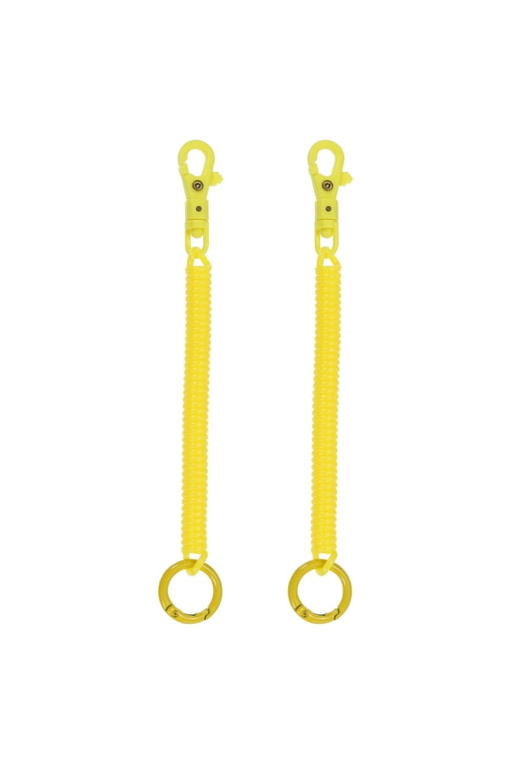 Retractable Coil Springs Keychain with Metal Lobster Clasp Keyring for Keys Wallet, Yellow 2 Pack