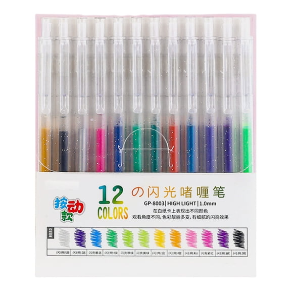 Retractable Colored Gel Inks Pen Shimmering Metallic Journaling Pen 1.0MM for Writing Drawing Journaling Scrapbooking