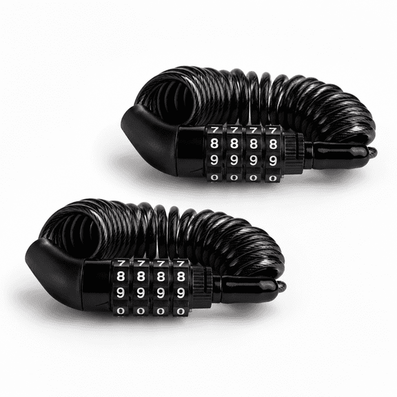 Retractable Combination Cable Locks, 2-Pack, 4 ft Steel Cables for Luggage, Bikes and Helmets