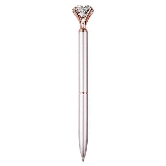 Retractable Crystal Pen, Metal Construction, Faux Diamond Top, Smooth Ballpoint Ink for Planners and Notes