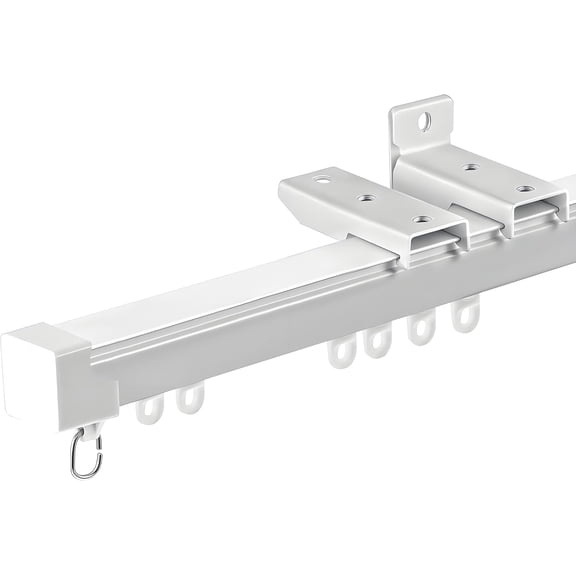 Retractable Curtain Track System, 2.8-4.9ft/33.5-59.1in Ceiling & Wall Mounting Aluminum Heavy Duty Track for Curtains with Silent Rollers, Adjustable Rod Rail for Room Divider/Shower/Living Room