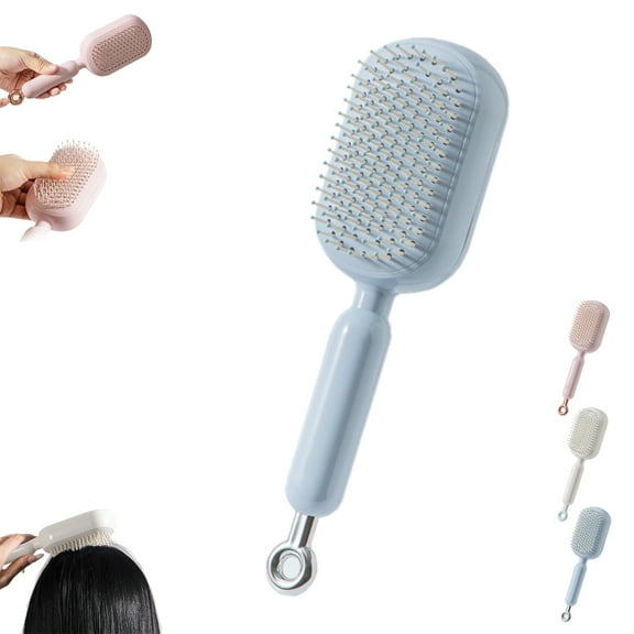 Retractable Cushion Massage Comb Brush, Anti-Static Detangling Scalp Comb, Self Cleaning Air Cushion Comb with Retractable Bristles, Hairs Styling Tools for All Hairs Types