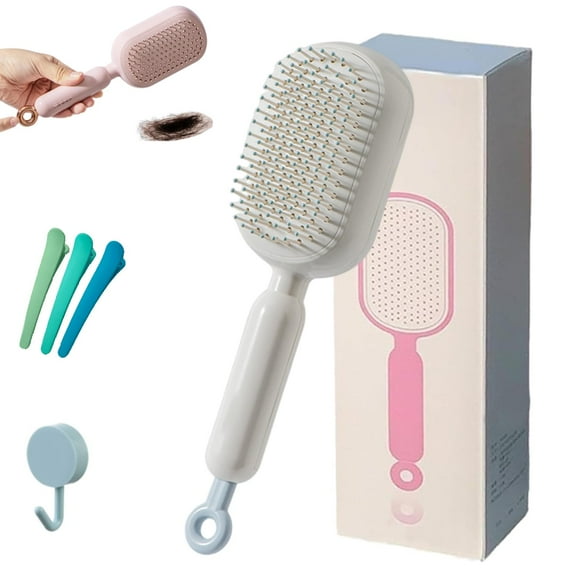 Retractable Cushion Massage Comb Brush, Anti Static Self Cleaning Hair Brush for Women Men, Scalp Massager Tool for Curly Wet Dry Damaged Hair Home Travel Office School Use (1PCS,B)