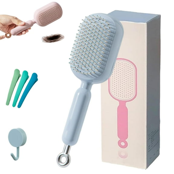 Retractable Cushion Massage Comb Brush, Anti Static Self Cleaning Hair Brush for Women Men, Scalp Massager Tool for Curly Wet Dry Damaged Hair Home Travel Office School Use (1PCS,C)