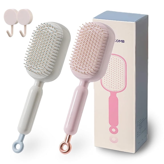Retractable Cushion Massage Comb for Detangling & Scalp Care, Self-Cleaning Retractable Bristles Brush with Air Cushion, Anti-Static Hair Tool for Home & Travel