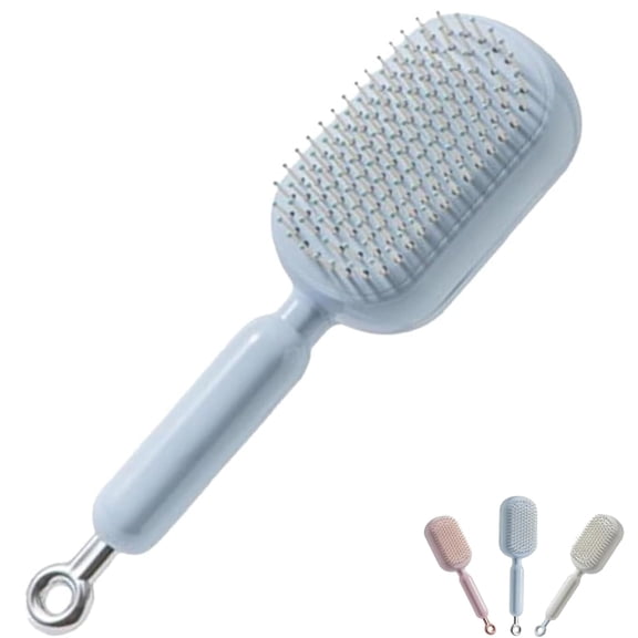 Retractable Cushion Massage Comb, Self Cleaning Hair Brush, Massage Comb - Abs Retractable Air Cushion Hair Brush, Hairs Styling Tools for All Hairs Types (Blue)