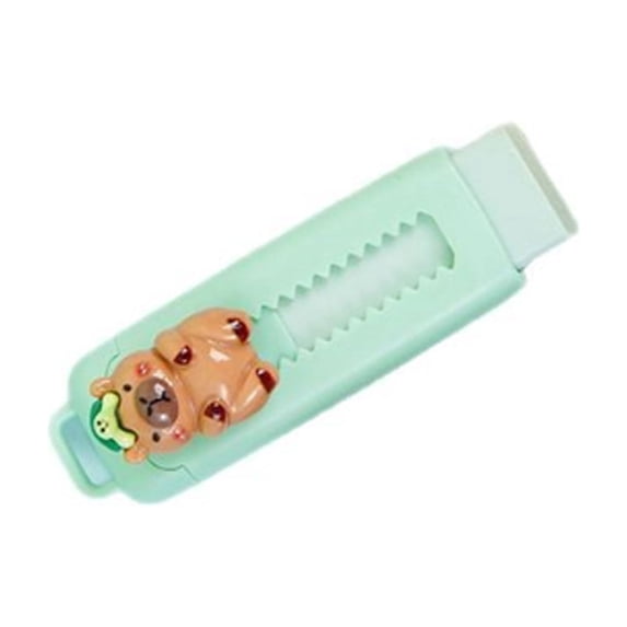 Retractable Cute Animal Push Pull Eraser for Pencil Drawing Adorable Stationery Green