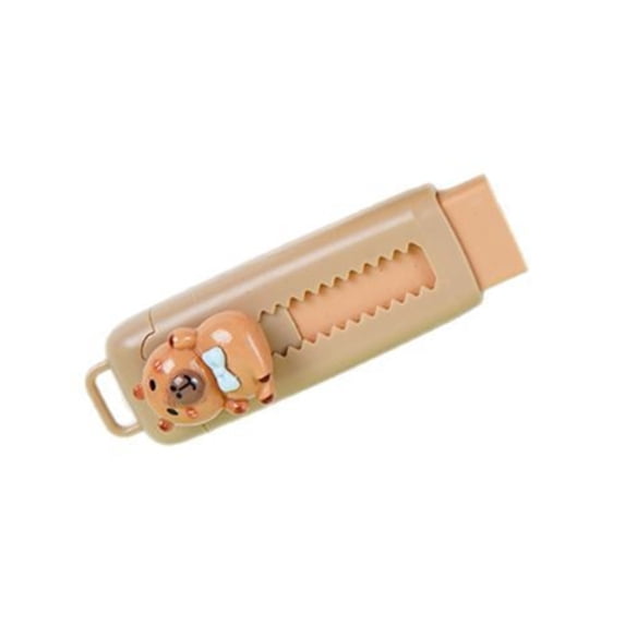 Retractable Cute Animal Push Pull Eraser for Pencil Drawing Adorable Stationery Khaki