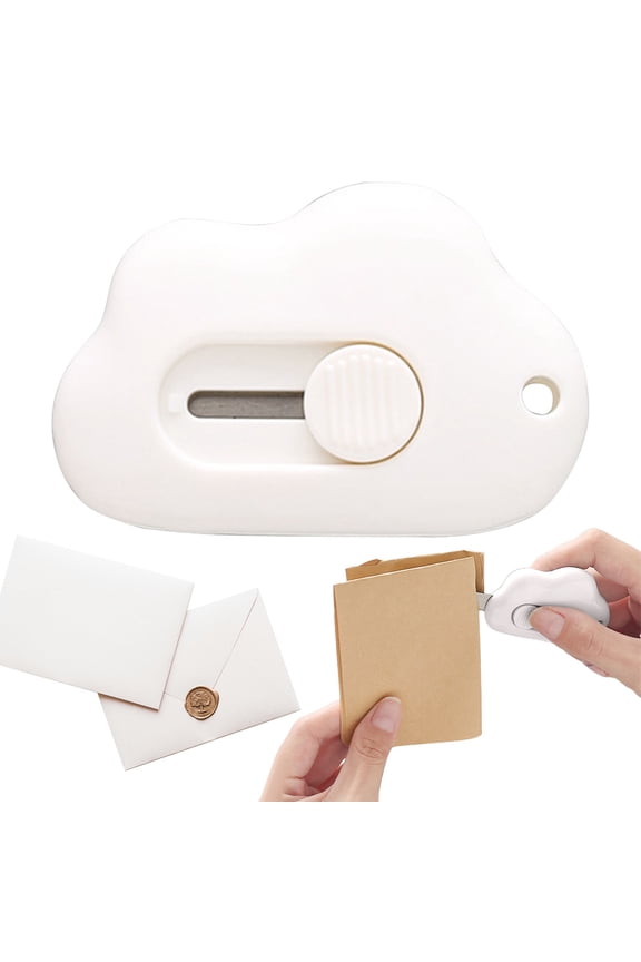 Retractable Cute Cloud Shaped Letter Opener, Small Portable Keychain Tool for Cutting Envelopes, Pocket Size 2.24 x 1.5 x 0.55 Inches, 1 Piece